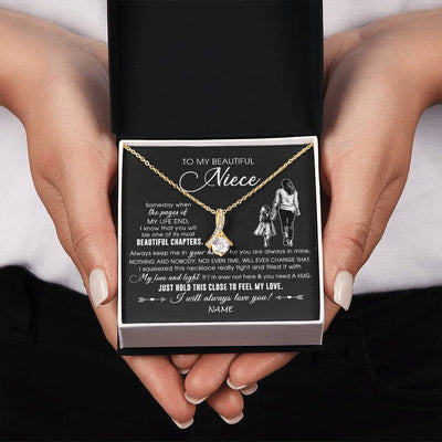 Alluring Beauty Necklace 18K Yellow Gold Finish | 2 | Personalized To My Beautiful Niece Necklace From Aunt Auntie Always Love You Niece Birthday Graduation Christmas Customized Gift Box Message Card | siriusteestore