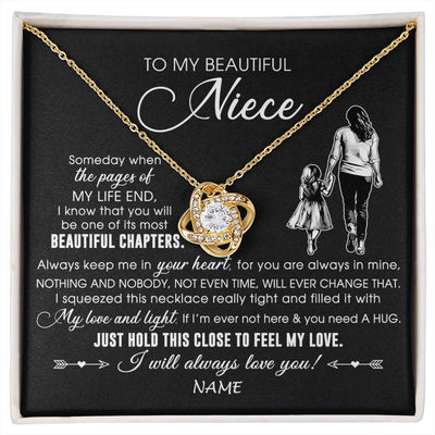 Love Knot Necklace 18K Yellow Gold Finish | 1 | Personalized To My Beautiful Niece Necklace From Aunt Auntie Always Love You Niece Birthday Graduation Christmas Customized Gift Box Message Card | siriusteestore
