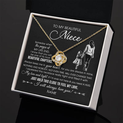 Love Knot Necklace 18K Yellow Gold Finish | 2 | Personalized To My Beautiful Niece Necklace From Aunt Auntie Always Love You Niece Birthday Graduation Christmas Customized Gift Box Message Card | siriusteestore