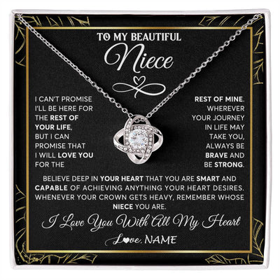 Love Knot Necklace 14K White Gold Finish | 1 | Personalized To My Beautiful Niece Necklace From Aunt Auntie Crown Jewelry Gifts For Niece Birthday Graduation Christmas Customized Gift Box Message Card | siriusteestore