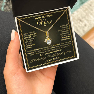 Alluring Beauty Necklace 18K Yellow Gold Finish | 2 | Personalized To My Beautiful Niece Necklace From Aunt Auntie I Love You Jewelry Gifts For Niece Birthday Graduation Christmas Customized Gift Box Message Card | siriusteestore
