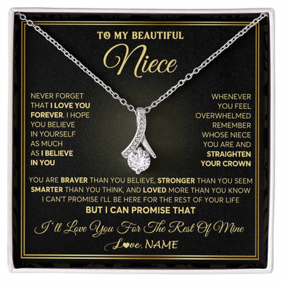 Alluring Beauty Necklace 14K White Gold Finish | 1 | Personalized To My Beautiful Niece Necklace From Aunt Auntie I Love You Jewelry Gifts For Niece Birthday Graduation Christmas Customized Gift Box Message Card | siriusteestore
