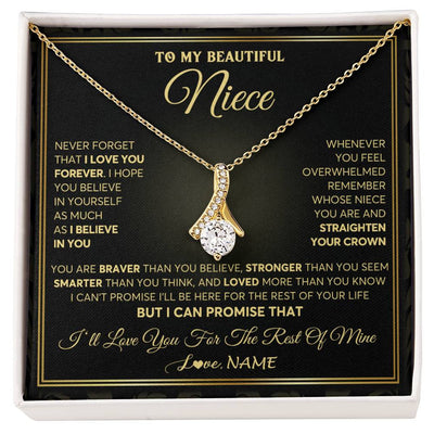 Alluring Beauty Necklace 18K Yellow Gold Finish | 1 | Personalized To My Beautiful Niece Necklace From Aunt Auntie I Love You Jewelry Gifts For Niece Birthday Graduation Christmas Customized Gift Box Message Card | siriusteestore