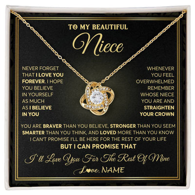 Love Knot Necklace 18K Yellow Gold Finish | 1 | Personalized To My Beautiful Niece Necklace From Aunt Auntie I Love You Jewelry Gifts For Niece Birthday Graduation Christmas Customized Gift Box Message Card | siriusteestore