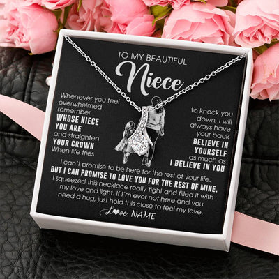 Alluring Beauty Necklace 14K White Gold Finish | 2 | Personalized To My Beautiful Niece Necklace From Aunt Believe In Yourself Niece Birthday Gifts Jewelry Graduation Christmas Customized Message Card | siriusteestore