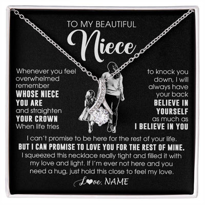 Alluring Beauty Necklace 14K White Gold Finish | 1 | Personalized To My Beautiful Niece Necklace From Aunt Believe In Yourself Niece Birthday Gifts Jewelry Graduation Christmas Customized Message Card | siriusteestore