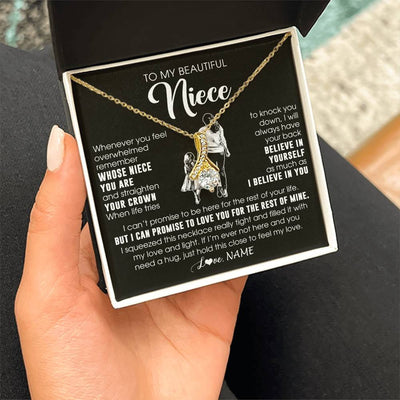 Alluring Beauty Necklace 18K Yellow Gold Finish | 2 | Personalized To My Beautiful Niece Necklace From Aunt Believe In Yourself Niece Birthday Gifts Jewelry Graduation Christmas Customized Message Card | siriusteestore