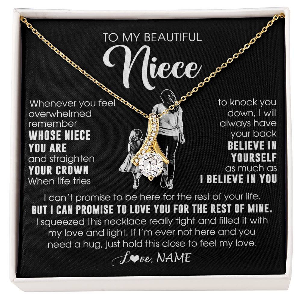 Alluring Beauty Necklace 18K Yellow Gold Finish | 1 | Personalized To My Beautiful Niece Necklace From Aunt Believe In Yourself Niece Birthday Gifts Jewelry Graduation Christmas Customized Message Card | siriusteestore