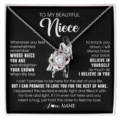 Love Knot Necklace 14K White Gold Finish | 1 | Personalized To My Beautiful Niece Necklace From Aunt Believe In Yourself Niece Birthday Gifts Jewelry Graduation Christmas Customized Message Card | siriusteestore