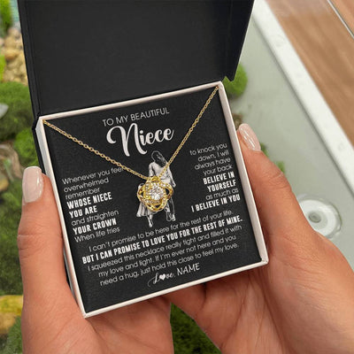Love Knot Necklace 18K Yellow Gold Finish | 2 | Personalized To My Beautiful Niece Necklace From Aunt Believe In Yourself Niece Birthday Gifts Jewelry Graduation Christmas Customized Message Card | siriusteestore