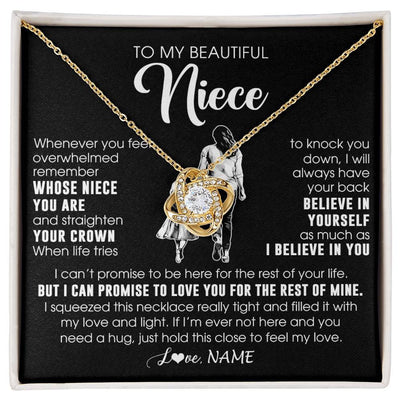 Love Knot Necklace 18K Yellow Gold Finish | 1 | Personalized To My Beautiful Niece Necklace From Aunt Believe In Yourself Niece Birthday Gifts Jewelry Graduation Christmas Customized Message Card | siriusteestore