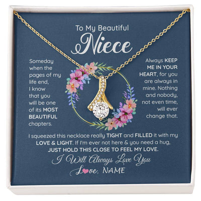 Alluring Beauty Necklace 18K Yellow Gold Finish | 1 | Personalized To My Beautiful Niece Necklace From Aunt Someday Someday When The Pages Niece Birthday Graduation Christmas Customized Gift Box Message Card | siriusteestore