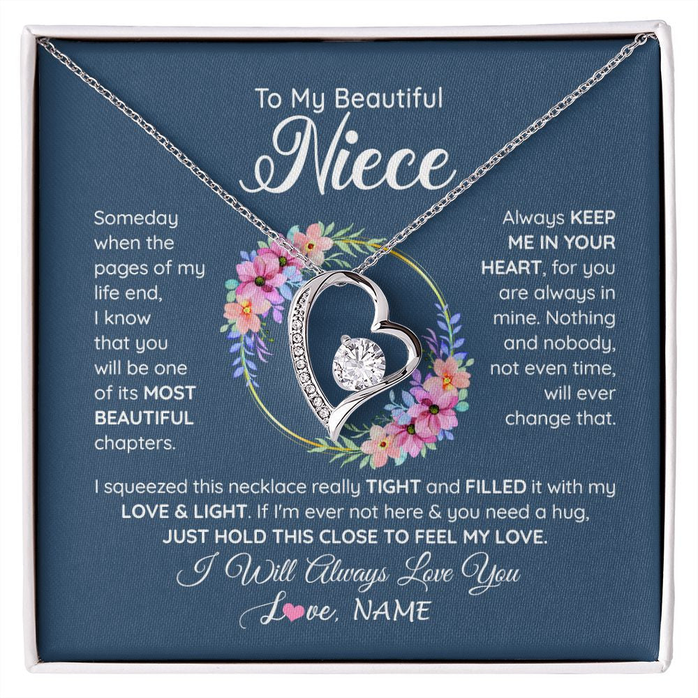 Forever Love Necklace | Personalized To My Beautiful Niece Necklace From Aunt Someday Someday When The Pages Niece Birthday Graduation Christmas Customized Gift Box Message Card | siriusteestore