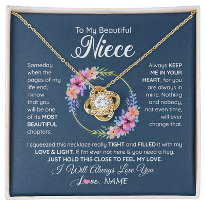 Love Knot Necklace 18K Yellow Gold Finish | 1 | Personalized To My Beautiful Niece Necklace From Aunt Someday Someday When The Pages Niece Birthday Graduation Christmas Customized Gift Box Message Card | siriusteestore