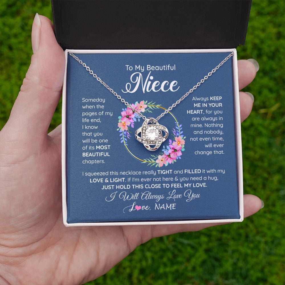 Love Knot Necklace | Personalized To My Beautiful Niece Necklace From Aunt Someday Someday When The Pages Niece Birthday Graduation Christmas Customized Gift Box Message Card | siriusteestore