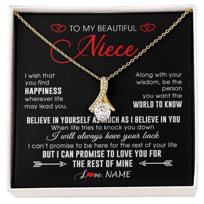 Alluring Beauty Necklace 18K Yellow Gold Finish | Personalized To My Beautiful Niece Necklace From Aunt Uncle Aunt Happiness Wherever Life Niece Birthday Graduation Christmas Customized Gift Box Message Card | siriusteestore
