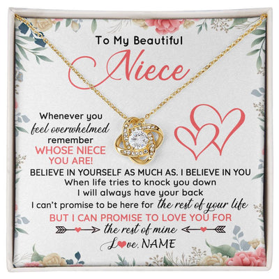 Love Knot Necklace 18K Yellow Gold Finish | 1 | Personalized To My Beautiful Niece Necklace From Aunt Uncle Auntie Believe In You Niece Birthday Graduation Christmas Jewelry Customized Gift Box Message Card | siriusteestore