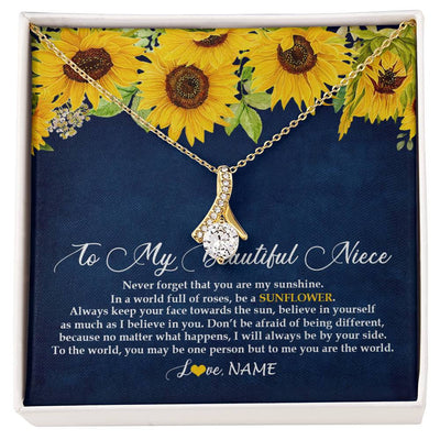 Alluring Beauty Necklace 18K Yellow Gold Finish | Personalized To My Beautiful Niece Necklace From Aunt Uncle Be A Sunflower My Sunshine Niece Jewelry Birthday Christmas Customized Gift Box Message Card | siriusteestore