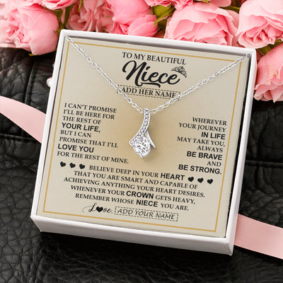 Alluring Beauty Necklace 14K White Gold Finish | 2 | Personalized To My Beautiful Niece Necklace From Aunt Uncle Jewelry Present For Women Niece Birthday Mother's Day Wedding Day Christmas Gift Box Message Card | siriusteestore
