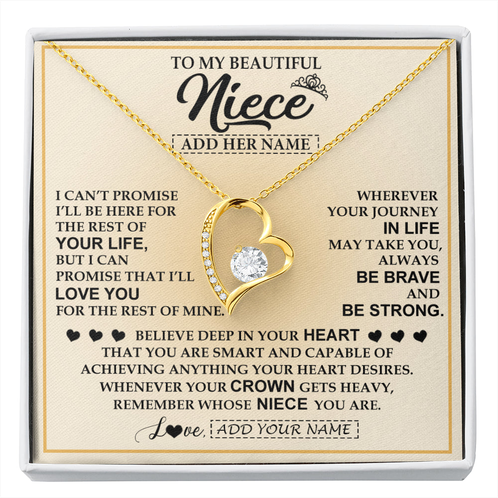 Forever Love Necklace 18K Yellow Gold Finish | 1 | Personalized To My Beautiful Niece Necklace From Aunt Uncle Jewelry Present For Women Niece Birthday Mother's Day Wedding Day Christmas Gift Box Message Card | siriusteestore