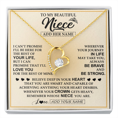 Forever Love Necklace 18K Yellow Gold Finish | 1 | Personalized To My Beautiful Niece Necklace From Aunt Uncle Jewelry Present For Women Niece Birthday Mother's Day Wedding Day Christmas Gift Box Message Card | siriusteestore