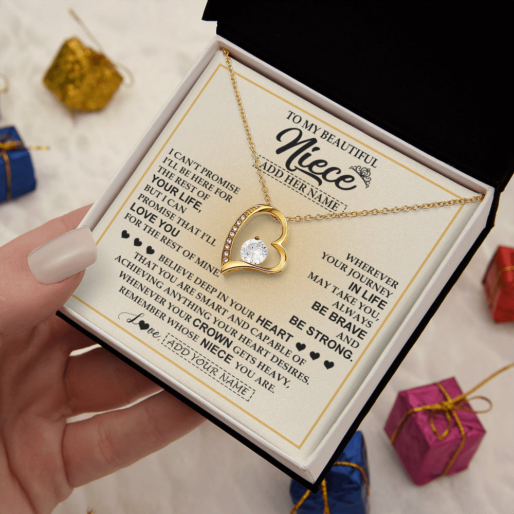 Forever Love Necklace 18K Yellow Gold Finish | 2 | Personalized To My Beautiful Niece Necklace From Aunt Uncle Jewelry Present For Women Niece Birthday Mother's Day Wedding Day Christmas Gift Box Message Card | siriusteestore