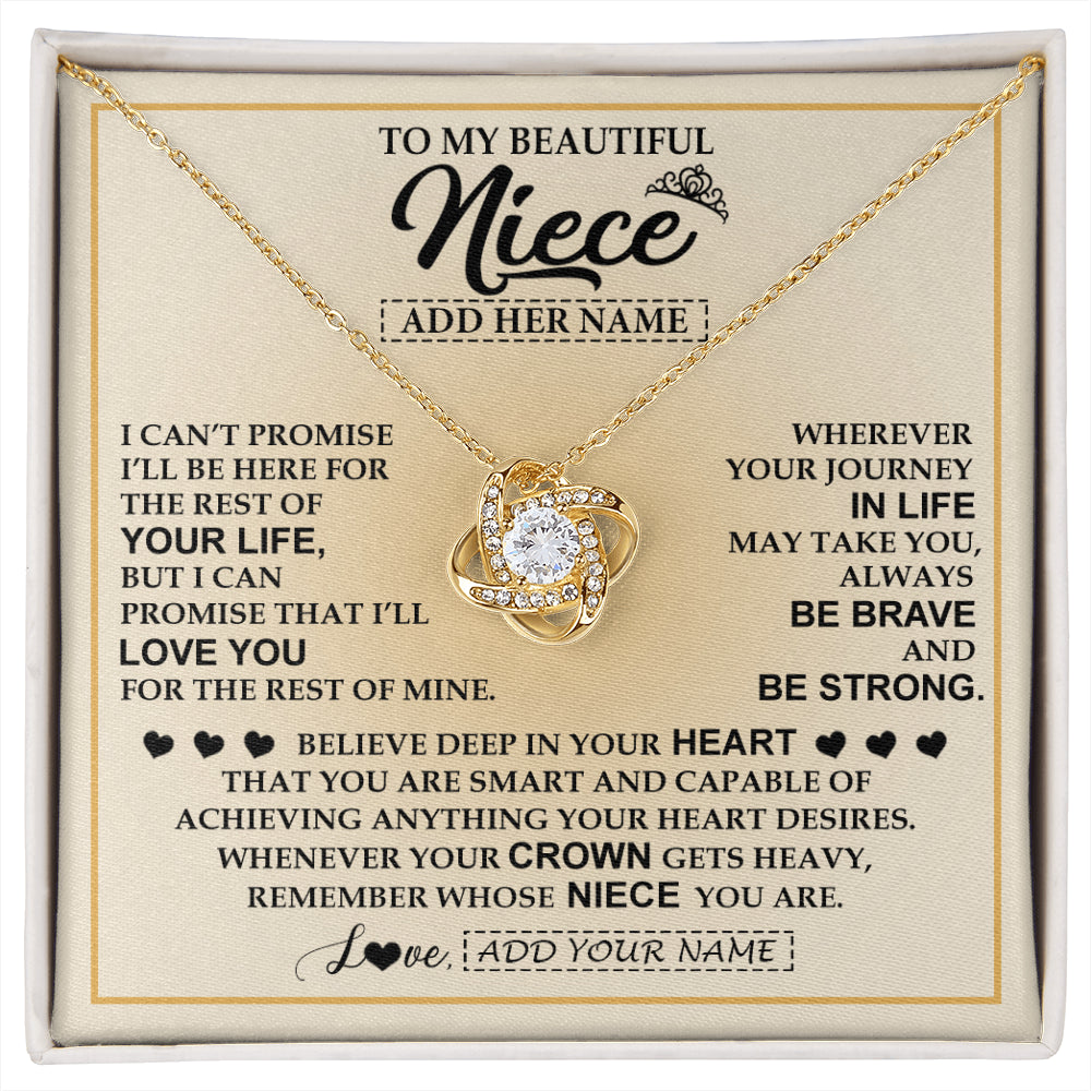 Love Knot Necklace 18K Yellow Gold Finish | 1 | Personalized To My Beautiful Niece Necklace From Aunt Uncle Jewelry Present For Women Niece Birthday Mother's Day Wedding Day Christmas Gift Box Message Card | siriusteestore