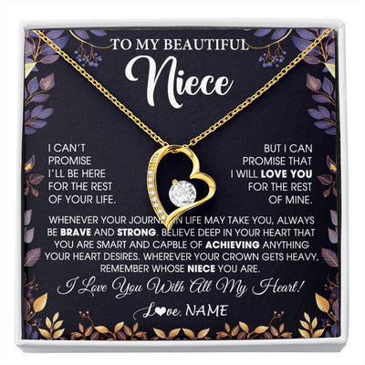 Forever Love Necklace 18K Yellow Gold Finish | 1 | Personalized To My Beautiful Niece Necklace From Aunt Uncle Promise Necklace Birthday Gift For Niece Graduation Christmas Customized Gift Box Message Card | siriusteestore