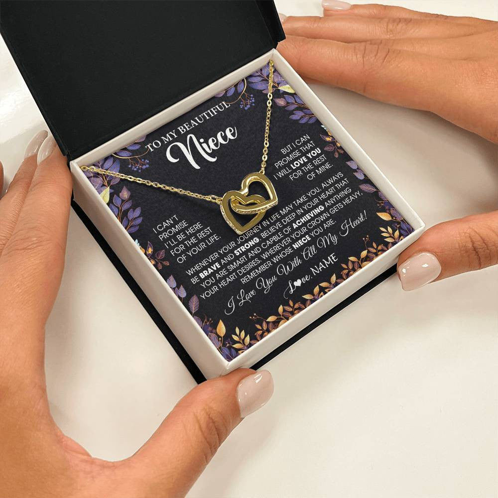 Interlocking Hearts Necklace 18K Yellow Gold Finish | 2 | Personalized To My Beautiful Niece Necklace From Aunt Uncle Promise Necklace Birthday Gift For Niece Graduation Christmas Customized Gift Box Message Card | siriusteestore