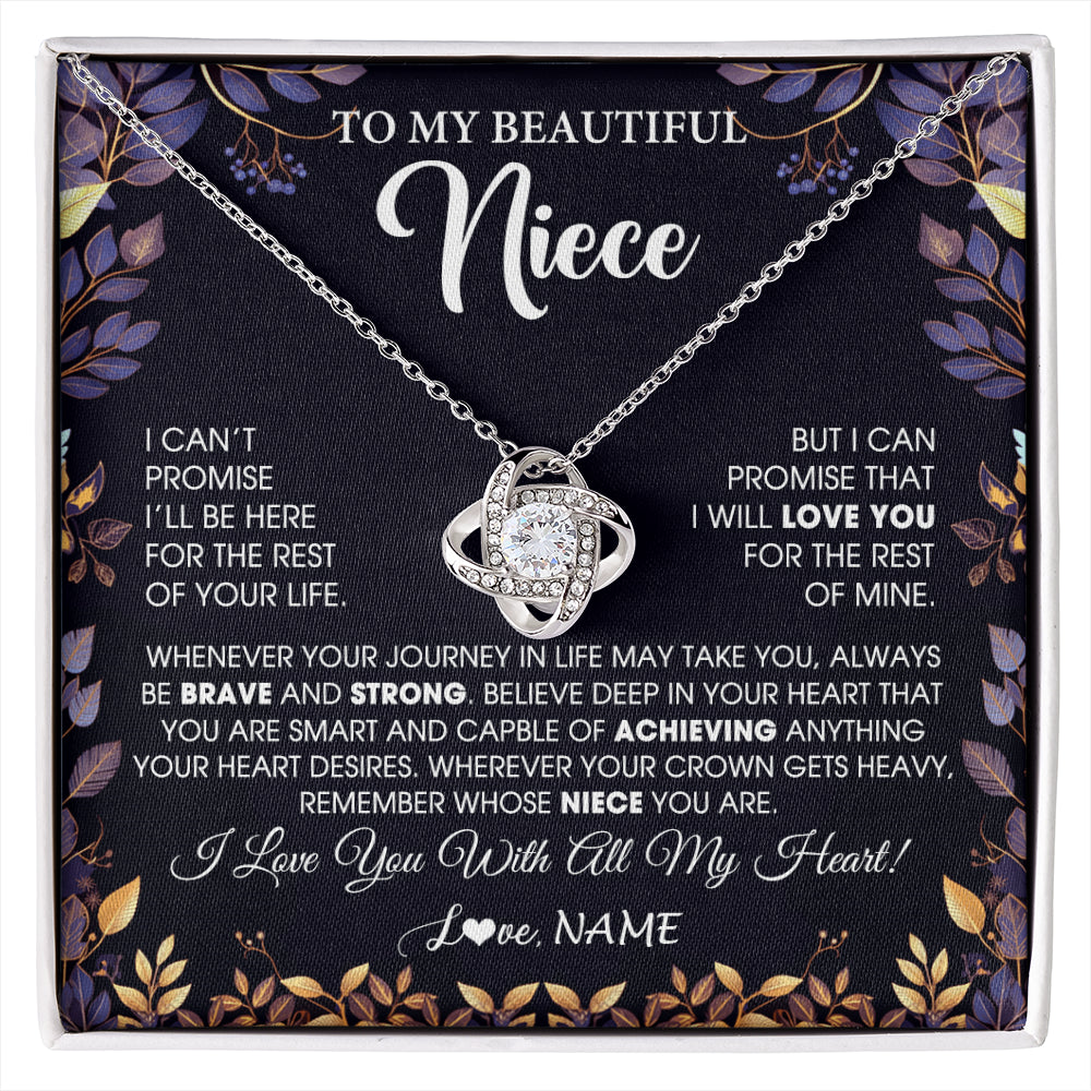 Love Knot Necklace 14K White Gold Finish | 1 | Personalized To My Beautiful Niece Necklace From Aunt Uncle Promise Necklace Birthday Gift For Niece Graduation Christmas Customized Gift Box Message Card | siriusteestore