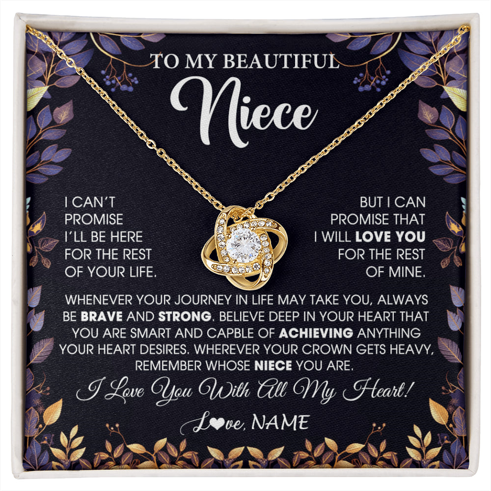 Love Knot Necklace 18K Yellow Gold Finish | 1 | Personalized To My Beautiful Niece Necklace From Aunt Uncle Promise Necklace Birthday Gift For Niece Graduation Christmas Customized Gift Box Message Card | siriusteestore