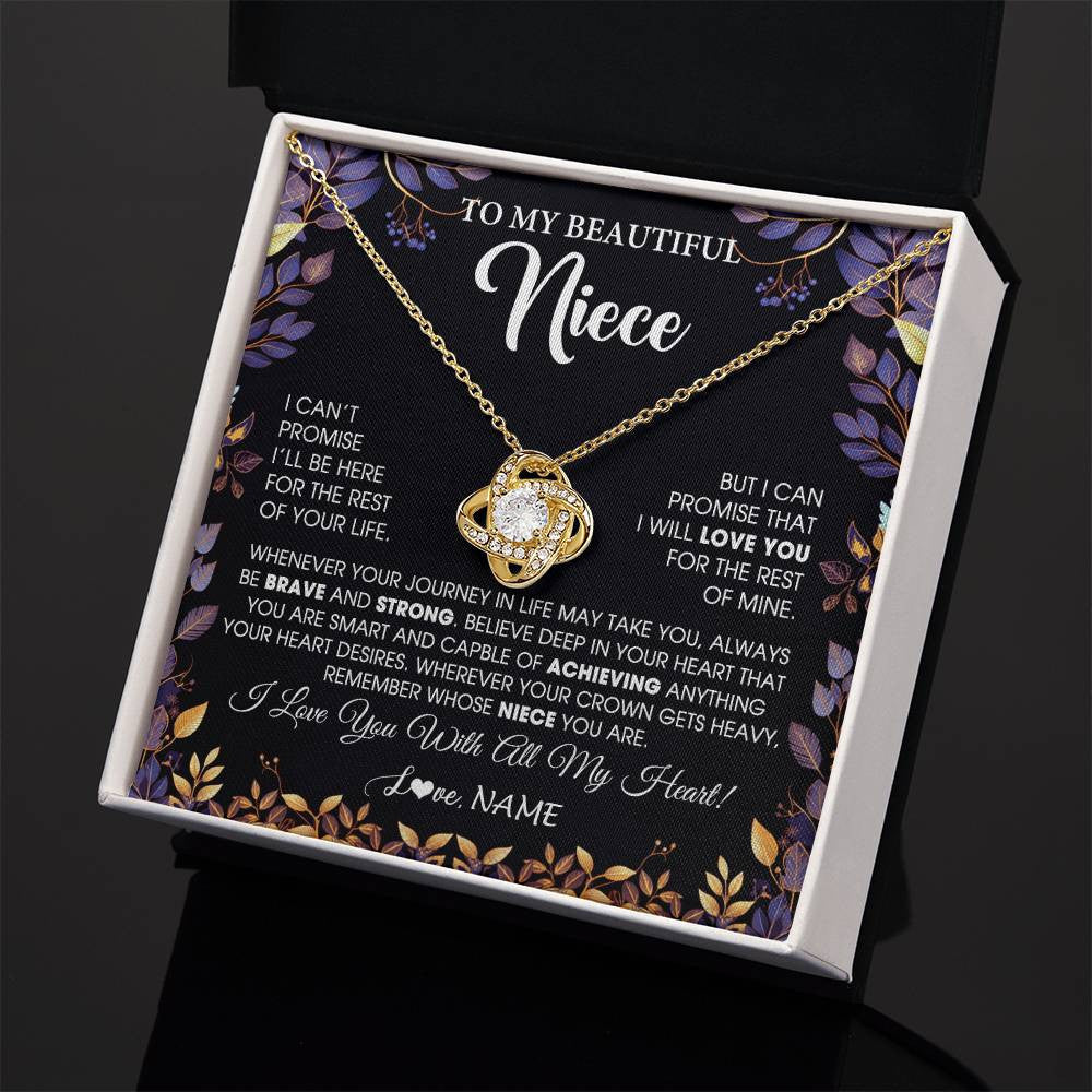 Love Knot Necklace 18K Yellow Gold Finish | 2 | Personalized To My Beautiful Niece Necklace From Aunt Uncle Promise Necklace Birthday Gift For Niece Graduation Christmas Customized Gift Box Message Card | siriusteestore