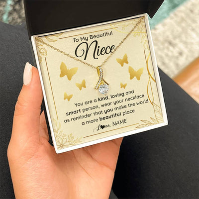 Alluring Beauty Necklace 18K Yellow Gold Finish | 2 | Personalized To My Beautiful Niece Necklace From Aunt You Are A Kind Loving Niece Birthday Gifts Jewelry Graduation Christmas Customized Gift Box Message Card | siriusteestore