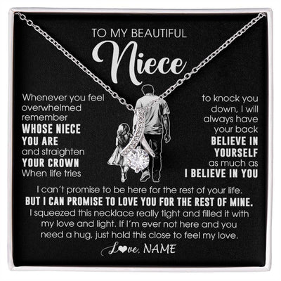 Alluring Beauty Necklace 14K White Gold Finish | 1 | Personalized To My Beautiful Niece Necklace From Uncle Believe In Yourself Niece Birthday Gifts Jewelry Graduation Christmas Customized Message Card | siriusteestore