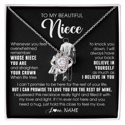 Love Knot Necklace 14K White Gold Finish | 1 | Personalized To My Beautiful Niece Necklace From Uncle Believe In Yourself Niece Birthday Gifts Jewelry Graduation Christmas Customized Message Card | siriusteestore