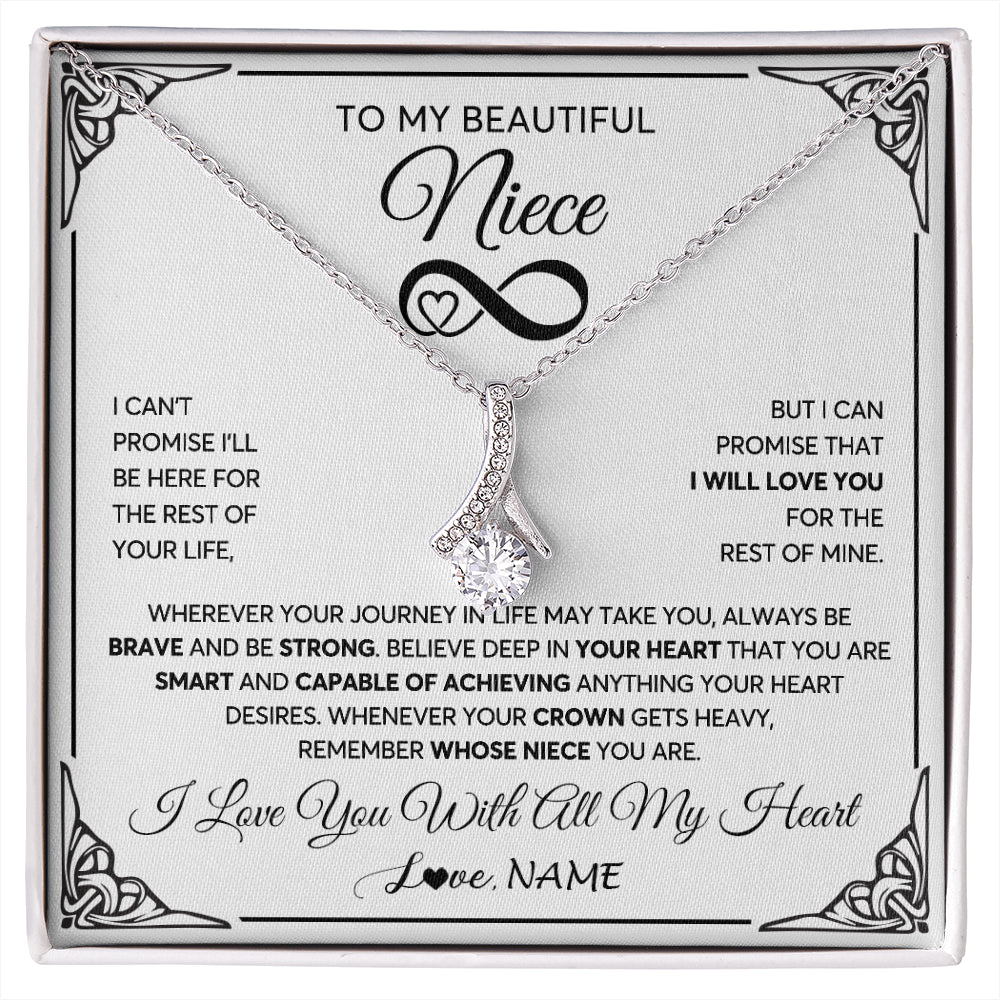 Alluring Beauty Necklace 14K White Gold Finish | 1 | Personalized To My Beautiful Niece Necklace Women Girls From Aunt Uncle Love You Niece Birthday Gifts Jewelry Christmas Customized Gift Box Message Card | siriusteestore