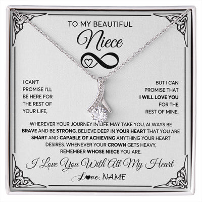 Alluring Beauty Necklace 14K White Gold Finish | 1 | Personalized To My Beautiful Niece Necklace Women Girls From Aunt Uncle Love You Niece Birthday Gifts Jewelry Christmas Customized Gift Box Message Card | siriusteestore