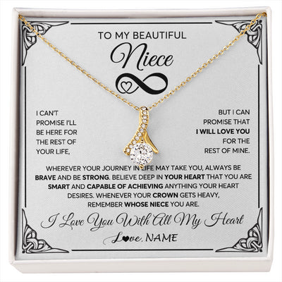 Alluring Beauty Necklace 18K Yellow Gold Finish | 1 | Personalized To My Beautiful Niece Necklace Women Girls From Aunt Uncle Love You Niece Birthday Gifts Jewelry Christmas Customized Gift Box Message Card | siriusteestore