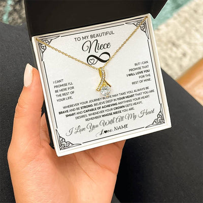 Alluring Beauty Necklace 18K Yellow Gold Finish | 2 | Personalized To My Beautiful Niece Necklace Women Girls From Aunt Uncle Love You Niece Birthday Gifts Jewelry Christmas Customized Gift Box Message Card | siriusteestore