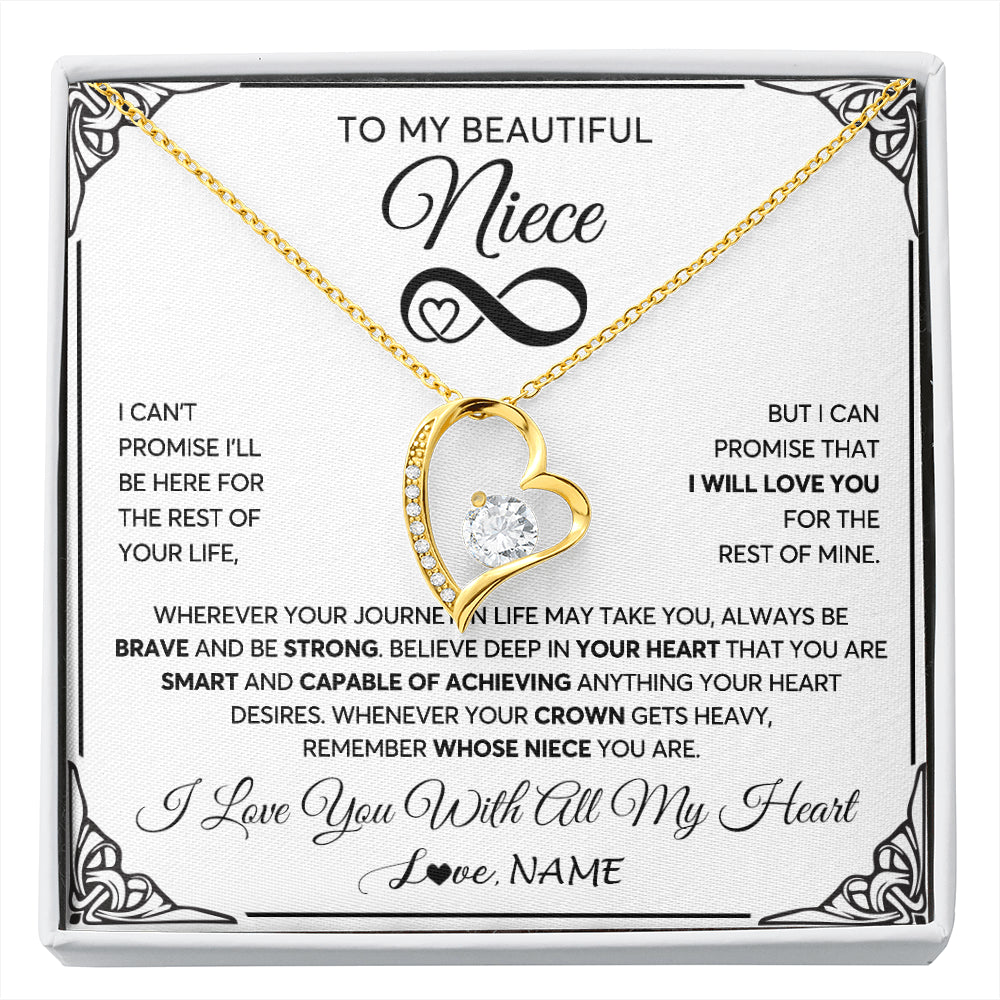 Forever Love Necklace 18K Yellow Gold Finish | 1 | Personalized To My Beautiful Niece Necklace Women Girls From Aunt Uncle Love You Niece Birthday Gifts Jewelry Christmas Customized Gift Box Message Card | siriusteestore