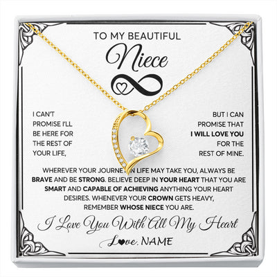 Forever Love Necklace 18K Yellow Gold Finish | 1 | Personalized To My Beautiful Niece Necklace Women Girls From Aunt Uncle Love You Niece Birthday Gifts Jewelry Christmas Customized Gift Box Message Card | siriusteestore