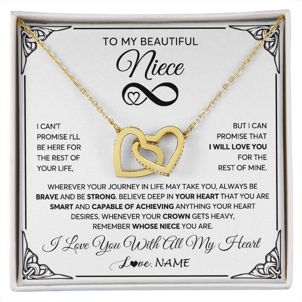 Interlocking Hearts Necklace 18K Yellow Gold Finish | 1 | Personalized To My Beautiful Niece Necklace Women Girls From Aunt Uncle Love You Niece Birthday Gifts Jewelry Christmas Customized Gift Box Message Card | siriusteestore