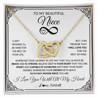 Interlocking Hearts Necklace 18K Yellow Gold Finish | 1 | Personalized To My Beautiful Niece Necklace Women Girls From Aunt Uncle Love You Niece Birthday Gifts Jewelry Christmas Customized Gift Box Message Card | siriusteestore