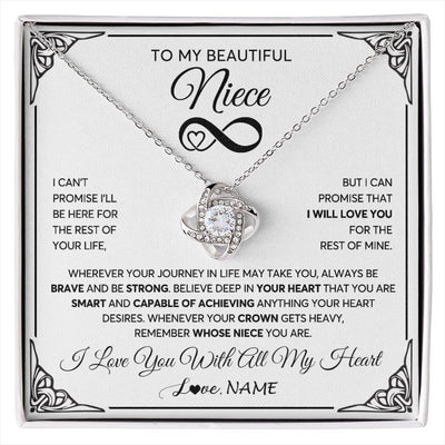 Love Knot Necklace 14K White Gold Finish | 1 | Personalized To My Beautiful Niece Necklace Women Girls From Aunt Uncle Love You Niece Birthday Gifts Jewelry Christmas Customized Gift Box Message Card | siriusteestore