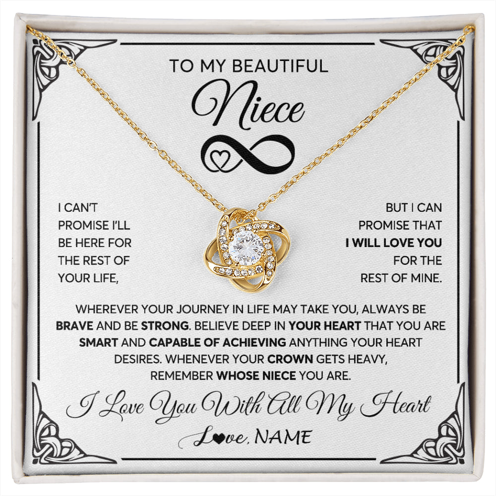Love Knot Necklace 18K Yellow Gold Finish | 1 | Personalized To My Beautiful Niece Necklace Women Girls From Aunt Uncle Love You Niece Birthday Gifts Jewelry Christmas Customized Gift Box Message Card | siriusteestore