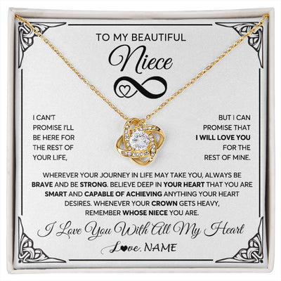 Love Knot Necklace 18K Yellow Gold Finish | 1 | Personalized To My Beautiful Niece Necklace Women Girls From Aunt Uncle Love You Niece Birthday Gifts Jewelry Christmas Customized Gift Box Message Card | siriusteestore