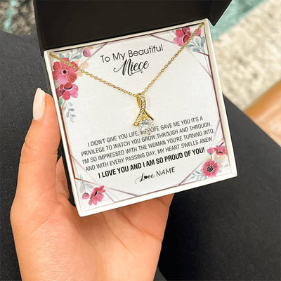 Alluring Beauty Necklace 18K Yellow Gold Finish | 2 | Personalized To My Beautiful Niece Necklace from Aunt Auntie Life Gave Me You Niece Birthday Thanksgiving Graduation Christmas Customized Gift Box Message Card | siriusteestore