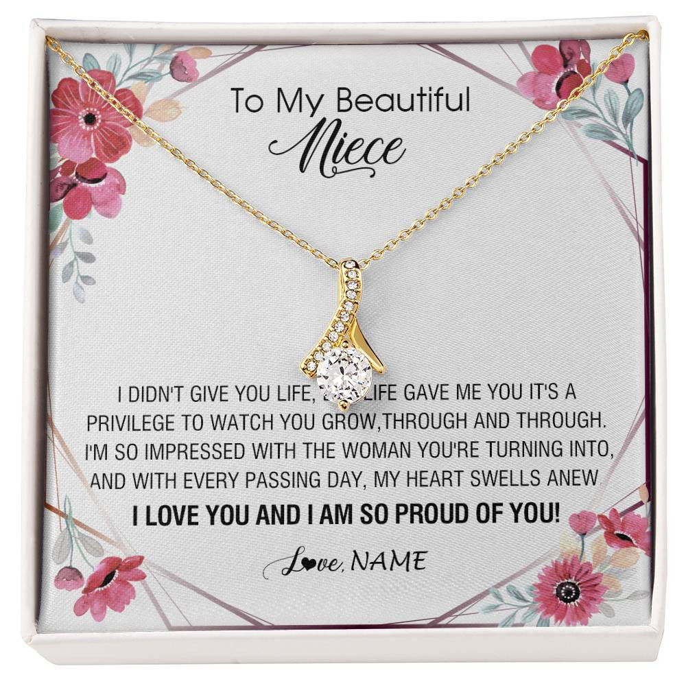 Alluring Beauty Necklace 18K Yellow Gold Finish | 1 | Personalized To My Beautiful Niece Necklace from Aunt Auntie Life Gave Me You Niece Birthday Thanksgiving Graduation Christmas Customized Gift Box Message Card | siriusteestore