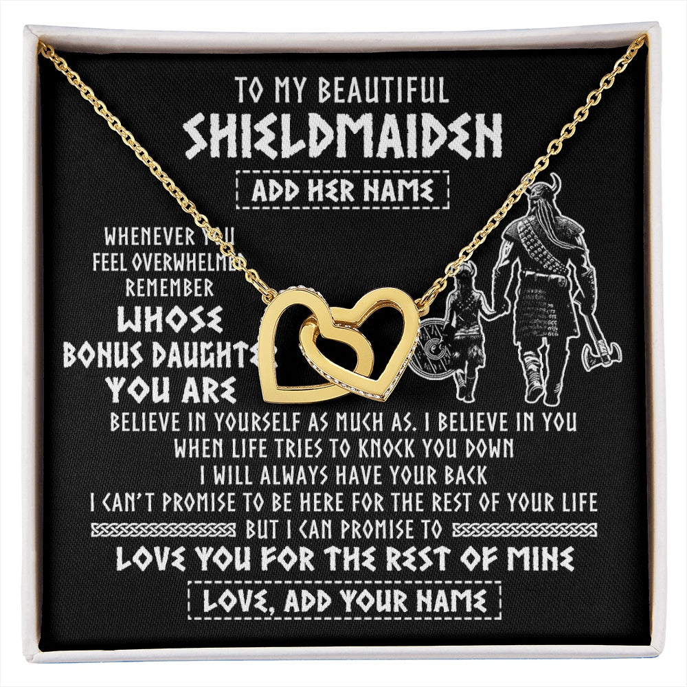 Interlocking Hearts Necklace 18K Yellow Gold Finish | 1 | Personalized To My Beautiful Shieldmaiden Viking Necklace Whenever You Feel Overwhelmed Bonus Daughter Birthday Gifts Christmas Custom Gift Box Message Card | siriusteestore.myshopify