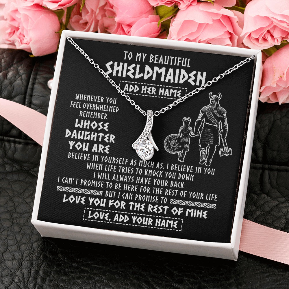 Alluring Beauty Necklace 14K White Gold Finish | 2 | Personalized To My Beautiful Shieldmaiden Viking Necklace Whenever You Feel Overwhelmed Daughter Birthday Gifts Christmas Customized Gift Box Message Card | siriusteestore.myshopify